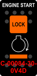 "ENGINE START" MOMENTARY LOCKING  Black Switch Cap dual Orange Lens (ON)-OFF