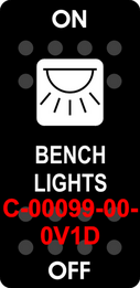 "BENCH LIGHTS"  Black Switch Cap single White Lens  ON-OFF