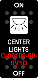 "CENTER LIGHTS"  Black Switch Cap single White Lens  ON-OFF