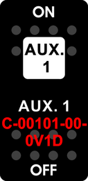 "AUX. 1"  Black Switch Cap single White Lens  ON-OFF