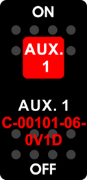 "AUX. 1"  Black Switch Cap single Red Lens  ON-OFF