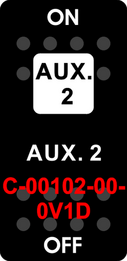 "AUX. 2"  Black Switch Cap single White Lens  ON-OFF