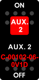 "AUX. 2"  Black Switch Cap single Red Lens  ON-OFF