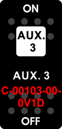 "AUX. 3"  Black Switch Cap single White Lens  ON-OFF