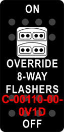 "OVERRIDE 8 WAY FLASHER"  Black Switch Cap single White Lens  ON-OFF
