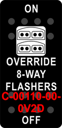 "OVERRIDE 8 WAY FLASHER"  Black Switch Cap sinlge White Lens  (ON)-OFF