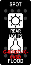 "SPOT REAR-LIGHTS FLOOD"  Black Switch Cap dual White Lens ON-OFF-ON