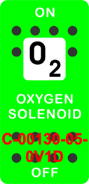 "OXYGEN SOLENOID"  Green Switch Cap single White Lens  ON-OFF