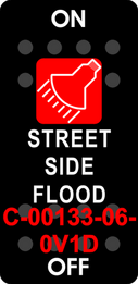 "STREET SIDE FLOOD" Black Switch Cap single Red Lens  ON-OFF