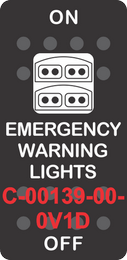 "EMERGENCY WARNING LIGHTS"  Black Switch Cap single White Lens ON-OFF