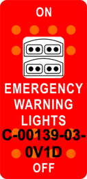 "EMERGENCY WARNING LIGHTS"  Red Switch Cap single White Lens ON-OFF