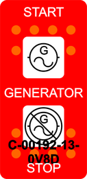 "GENERATOR AC ON-OFF" Red Switch Cap dual White Lens   (ON)OFF(ON)
