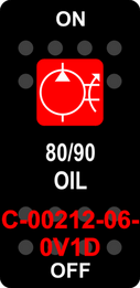 "80/90 OIL"  Black Switch Cap single Red Lens  ON-OFF