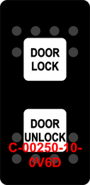 "DOOR LOCK DOOR UNLOCK"  Black Switch Cap dual White Lens  ON-OFF-ON