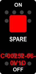 "SPARE"  Black Switch Cap single Red Lens  ON-OFF