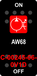 "AW68"  Black Switch Cap single Red Lens  ON-OFF