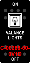 "VALANCE LIGHTS"  Black Switch Cap single White Lens ON-OFF