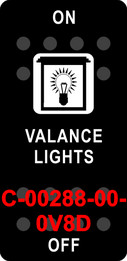 "VALANCE LIGHTS"  Black Switch Cap single White Lens (ON)-OFF-(ON)
