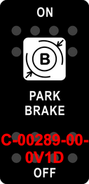 "PARK BRAKE"  Black Switch Cap single White Lens ON-OFF