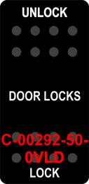 "UNLOCK DOOR LOCKS LOCK"  Black Switch Cap Only, No Lens (ON)-(OFF)-(ON)