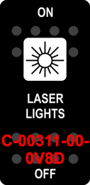 "LASER LIGHTS"  Black Switch Cap single White Lens  (ON)-OFF-(ON)