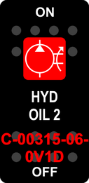"HYD OIL 1"  Black Switch Cap single Red Lens ON-OFF