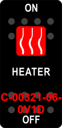 "HEATER"  Black Switch Cap single Red Lens  ON-OFF