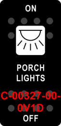 "PORCH LIGHTS"  Black Switch Cap single White Lens  ON-OFF