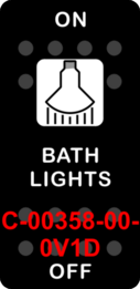"BATH LIGHTS"  Black Switch Cap single White Lens  ON-OFF