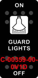 "GUARD LIGHTS"  Black Switch Cap single White Lens  ON-OFF