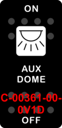 "AUX DOME"  Black Switch Cap single White Lens  ON-OFF