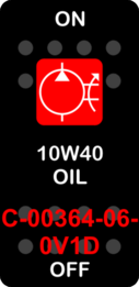 "10W40 OIL"  Black Switch Cap single Red Lens  ON-OFF