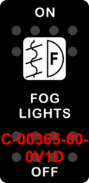 "FOG LIGHTS"  Black Switch Cap single White Lens  ON-OFF