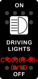 "DRIVING LIGHTS"  Black Switch Cap single White Lens  ON-OFF