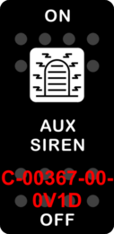 "AUX SIREN"  Black Switch Cap single White Lens  ON-OFF