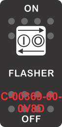 "FLASHER"  Black Switch Cap Single White Lens  (ON)-OFF-(ON)