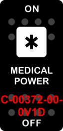 "MEDICAL POWER"  Black Switch Cap single White Lens  ON-OFF