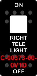"RIGHT TELE LIGHT"  Black Switch Cap single White Lens  ON-OFF