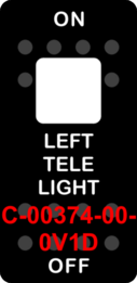 "LEFT TELE LIGHT"  Black Switch Cap single White Lens  ON-OFF