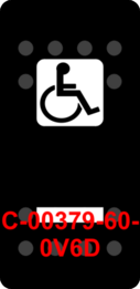 "WHEELCHAIR (SYMBOL)"  Black Rubber Switch Cap dual White Lens, 1 Large, 1 Small  ON-OFF-ON