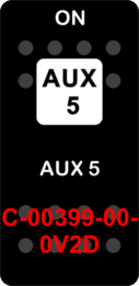 "AUX. 5"  Black Switch Cap single White Lens  (ON)-OFF