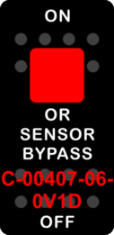 "OR SENSOR BYPASS"  Black Switch Cap single Red Lens  ON-OFF