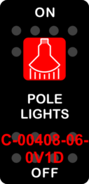 "POLE LIGHTS"  Black Switch Cap single Red Lens  ON-OFF
