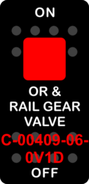 "OR & RAIL GEAR VALVE"  Black Switch Cap single Red Lens  ON-OFF