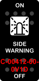 "SIDE WARNING"  Black Switch Cap single White Lens  ON-OFF