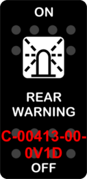 "REAR WARNING"  Black Switch Cap single White Lens  ON-OFF