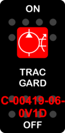 "TRAC GARD"  Black Switch Cap single Red Lens  ON-OFF
