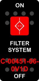 "FILTER SYSTEM"  Black Switch Cap single Red Lens ON-OFF