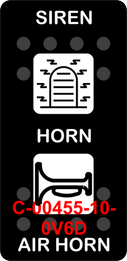 "SIREN HORN AIR HORN"  Black Switch Cap single White Lens  ON-OFF-ON