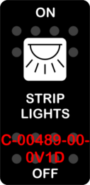 "STRIP LIGHTS"  Black Switch Cap single White Lens ON OFF